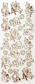 Teddy Bears Gold Peel Off Stickers